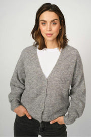 Thora V-Neck Knit Cardigan | Grey Melange | Strik fra Mos Mosh