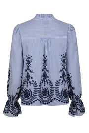 Amara Stripe Emb Blouse 163363 | Blue | Bluse fra Neo Noir