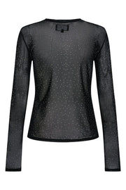 Mesh Ls Sparkle Tshirt | Black Diamond Dot | Liberté