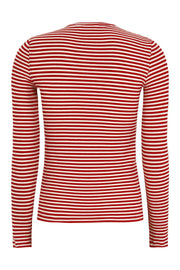 SRFenja Stripe O-neck Top SR124-303 |  Arctic Wolf / Racing Red stripes | T-shirt fra Soft Rebels