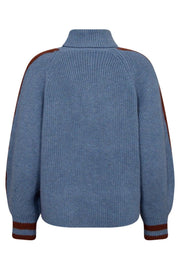 Row Roll Neck Rib Knit 32202 | Blue | Strik fra Co'couture