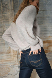 Thora V-Neck Knit Cardigan | Feather Gray | Strik fra Mos Mos