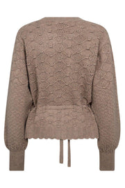 Row Pointelle Tie Cardigan 32241 | Champagne | Strik fra Co'couture