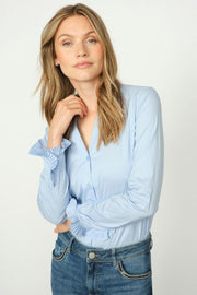 Hassie Pleat Shirt | Brunnera Blue | Skjorte fra Mos Mosh