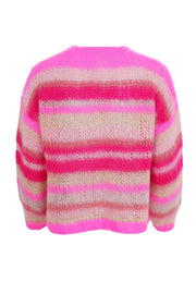 Casey Multi Striped Cardigan | Pink Passion | Strik fra Black Colour