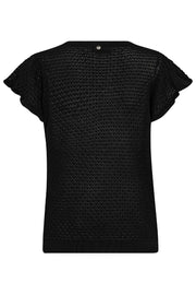 Ganna Pattern V-neck Knit  | Black | Strik fra Mos Mosh