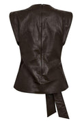 Gitt Pleat Top 35958 | Dark Brown | T-Shirt fra Co'couture