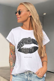 The Kiss Tee 33100 | White Black | T-Shirt fra Co'couture