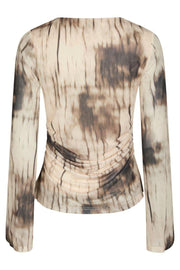 Lenida Faded Mesh Blouse | Dusty Brown | Bluse fra Neo Noir