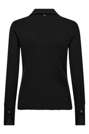 Relena Rib Polo Knit | Black | Strik fra Mos Mosh