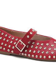 Studded Mary Jane Ballerina | Red | Sko fra Avery