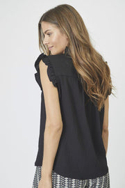 Sueda Frill Top | Black | Top fra Co'couture