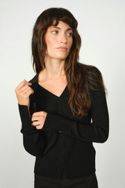 Relena Rib Polo Knit | Black | Strik fra Mos Mosh
