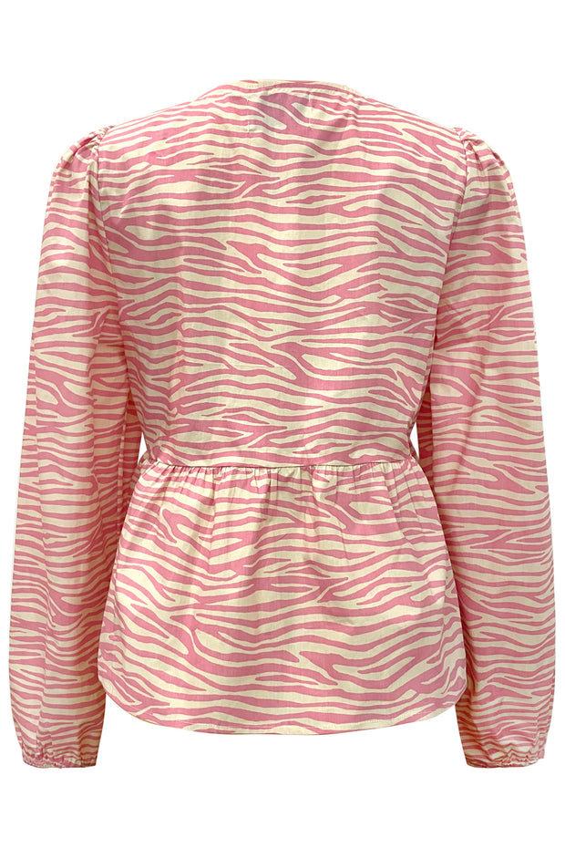 Manni Ls V Neck Blouse | Bubblegum Zebra | Bluse fra Liberté