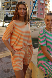 Alma Shorts | Orange Peach Stripe | Shorts fra Liberté
