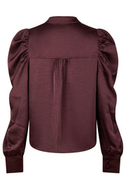 Rosslyn Heavy Sateen Blouse | Burgundy | Bluse fra Neo Noir