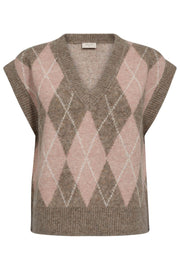 Grsargyle Waistcoat 207138 | Desert Taupe Mel W Pale M Mel | Strikvest fra Freequent