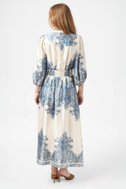 Stellar Paisley Border Dress | Ash Blue | Kjole fra Neo Noir