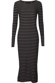 Natalia Ls Dress | Black Dark Grey Stripe | Kjole fra Liberté