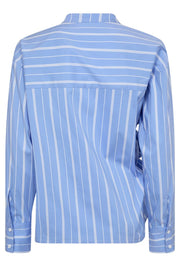 ShiraCC Stripe Bow V-Blouse | Pale Blue | Bluse fra Co'couture