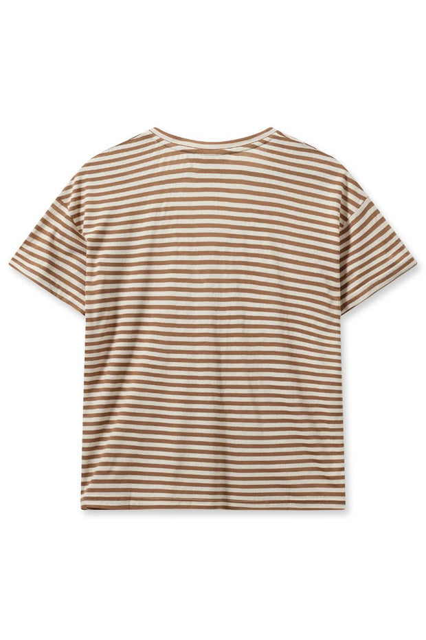 Jill V-SS Stripe Tee | Cinnamon Swirl | T-shirt fra Mos Mosh