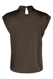 Fleur Drapy Satin Blouse | Dark Brown | Bluse fra Neo Noir