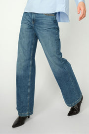 Dara Deco Jeans Long | Mid Blue | Jeans fra Mos Mosh