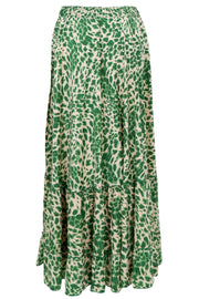 Luna Maxi Frill Skirt | Green Leo | Nederdel fra Black Colour
