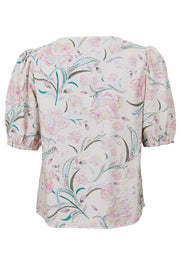Cassandra Ss Blouse | Off White Rose | Bluse fra Black Colour
