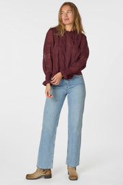 Ebba S Voile Blouse | Burgundy | Bluse fra Neo Noir