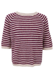 Dell Striped Jumper | Plum | Strikket Top fra Black Colour
