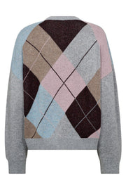 Maja Check V-Knit 32218 | Mid Grey | Strik fra Co'couture