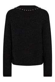 Zora V-Neck Bead Knit | Black | Strik fra Mos Mosh
