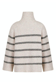 Nevena Stripe Knit Blouse 156101 | Sand/Grey | Strik fra Neo Noir