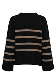 MajaCC O-Button Stripe Knit | Black | Strik fra Co'Couture