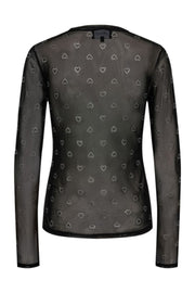 Mesh Ls Sparkle Tshirt | Black Heart Diamond Dot | Liberté