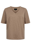 Ulla Ss Vneck Tshirt | Dusty Light Brown | T-Shirt fra Liberté – nedsat