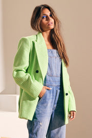 Boucle Check Oversize Blazer | Vibrant Green | Blazer fra Co'couture