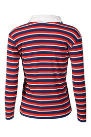 Natalia Ls Polo Blouse | Navy Red White Stripe | Bluse fra Liberté