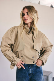 Francis Crop Cape Jacket 30272 | Khaki | Jakke fra Co'couture