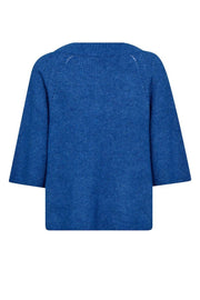 Taci 3/4 V-Neck Knit | Blue Lolite | Strik fra Mos Mosh