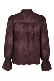 Amara Big Embroidery Blouse | Burgundy | Bluse fra Neo Noir