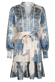 Malfida Paisley Border Dress | Ash Blue | Kjole fra Neo Noir