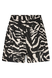 Linen Aop Shorts | Black w. Oyster Gray | Shorts fra Copenhagen Muse