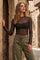 Faye Long-Sleeved Polka-Dot Flocked Mesh Blouse | Black