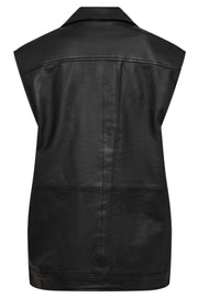 Phoebe Leather Biker Vest | Black | Vest fra Co'couture