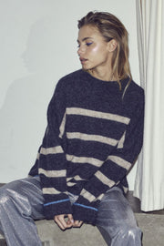 Cozy Stripe Turtleneck | Antracit | Strik fra Co'couture