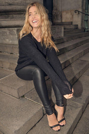 Lucille Stretch Leather Legging | Sort | Læder leggings fra Mos Mosh