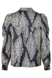 Rosslyn Paisley Drop Blouse | Navy | Bluse fra Neo Noir