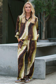 Sharon Pants 2861 | Brown Green Print | Pants fra Prepair